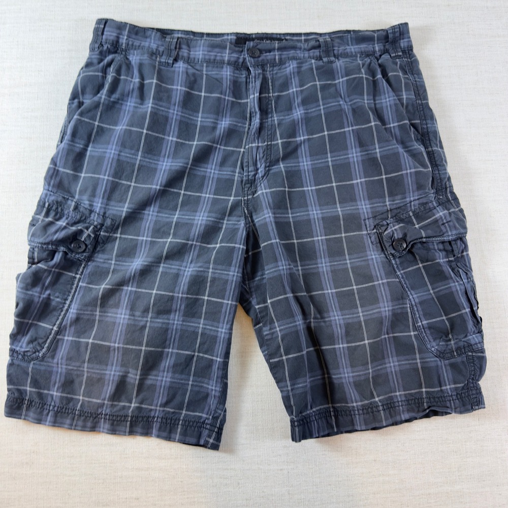 Calvin Klein Jeans Mens 42 Blue Plaid Cargo Shorts Casual Summer Outdoor